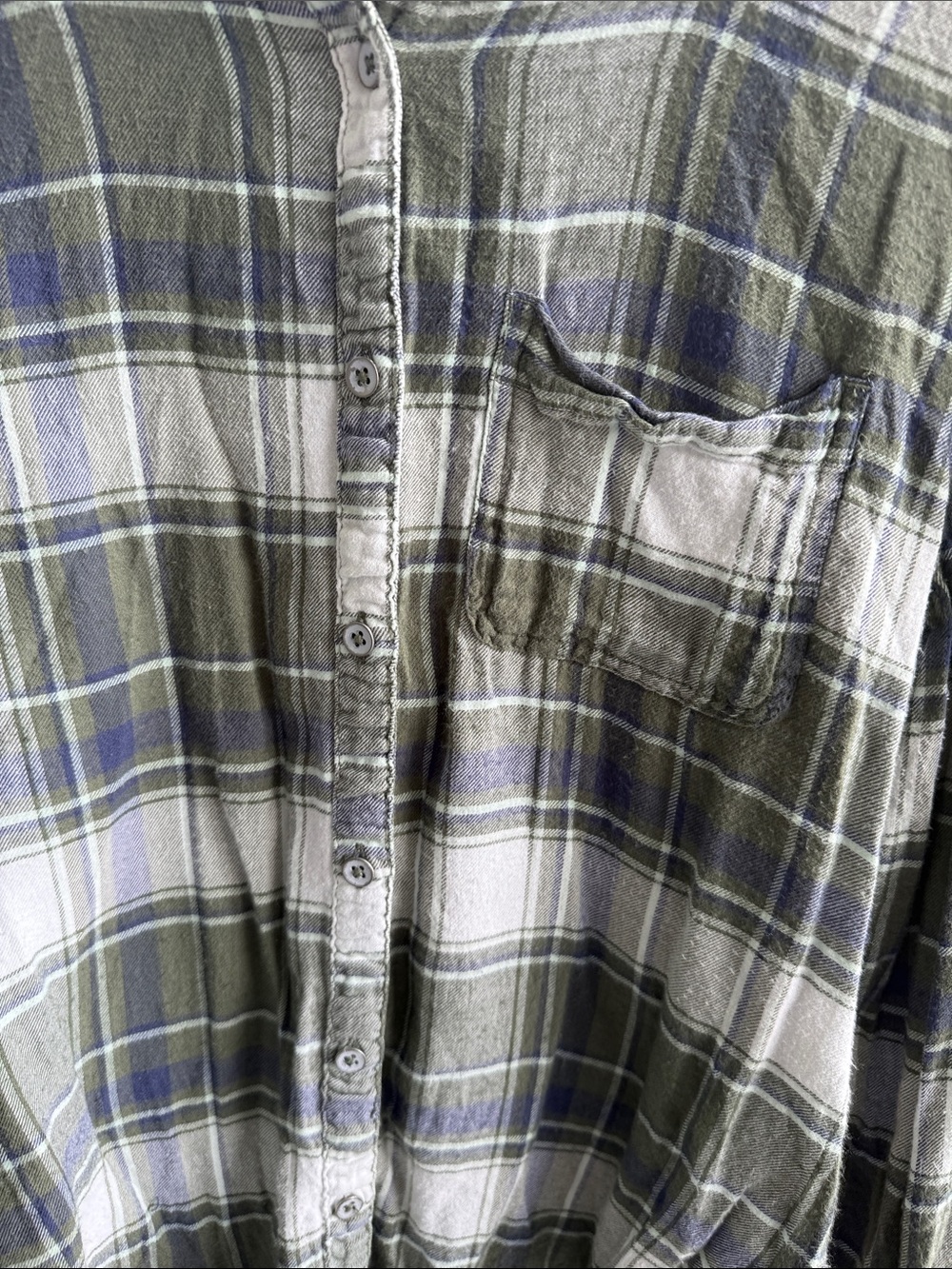 aerie Olive and Gray Plaid Button-Down Shirt - Picture 3 of 5